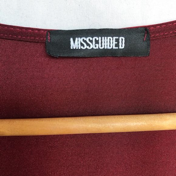 MISSGUIDED Wine Colored Ruched Midi Dress - Picture 6 of 8